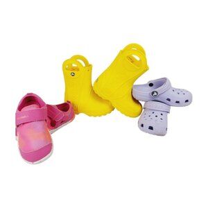 Set Of 3 Crocs Merrell Girl's Multicolor Pull On Water Clog Boots Size 8/8.5